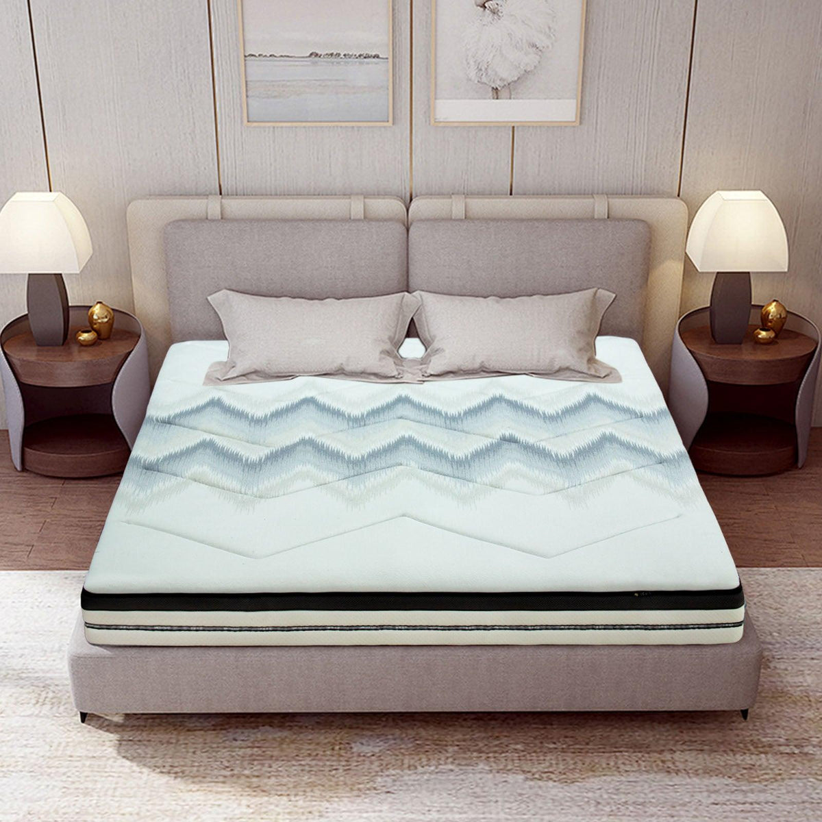 Mystique Cotton Luxe Zip-Base Ivytress mattress encasement featuring a zippered design, crafted from high-quality cotton to provide hypoallergenic protection against dust mites and allergens, enhancing comfort and bedroom elegance