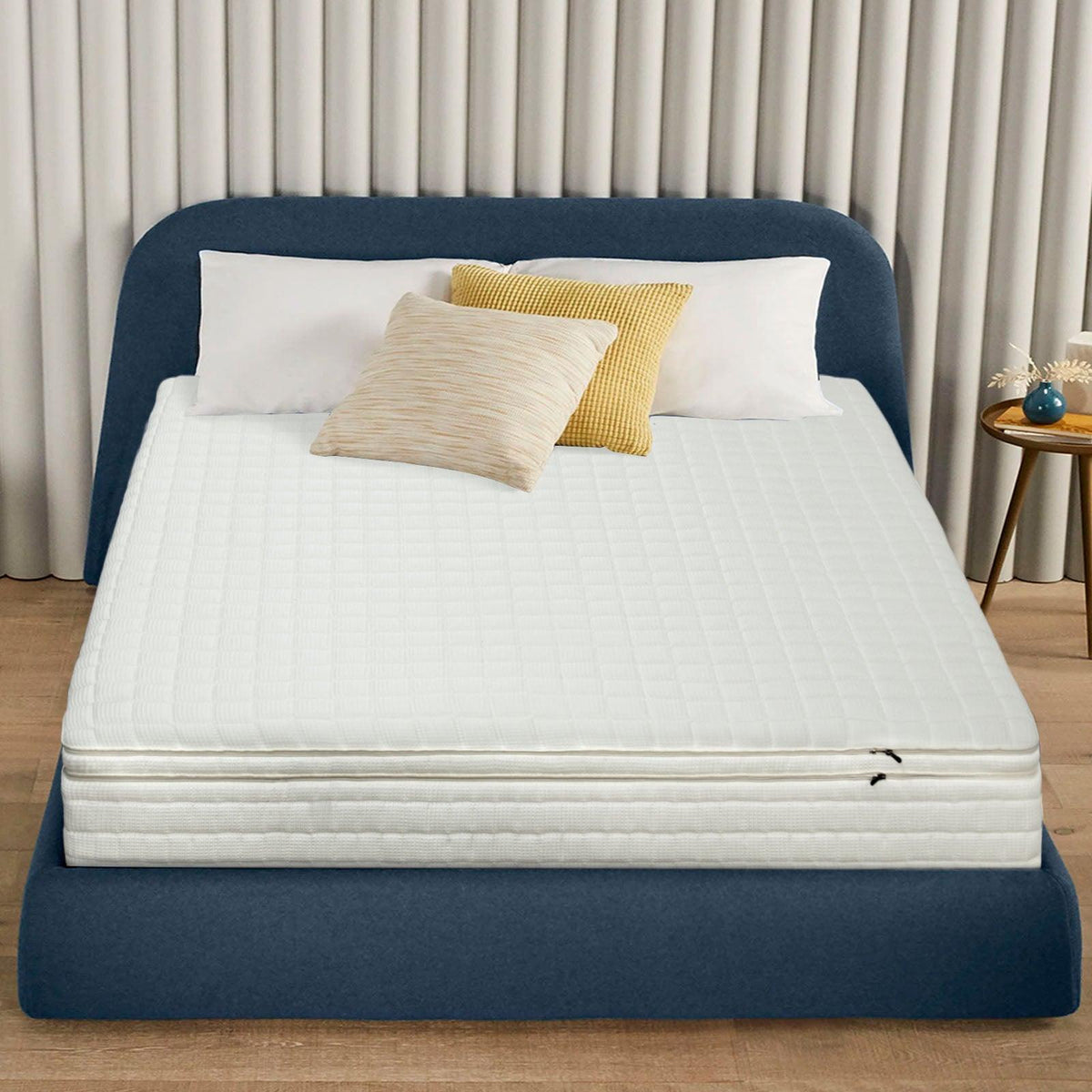 Opulence Cotton Luxe Zip-Base Ivytress mattress encasement featuring a zippered design, crafted from high-quality cotton to provide hypoallergenic protection against dust mites and allergens, enhancing comfort and bedroom luxury.