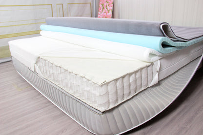 Grey breathable 9D mesh mattress cover with zip, designed for cooling comfort and enhanced airflow.