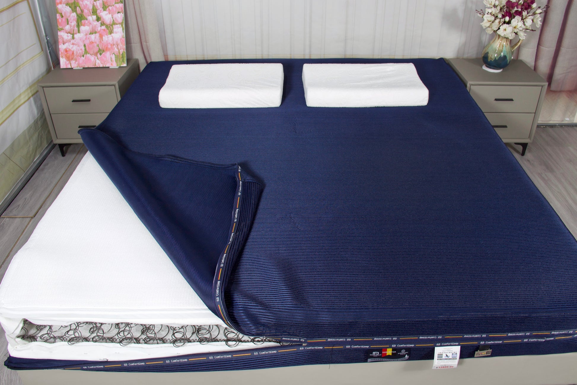 Blue 6D mesh breathable mattress cover with zip for cooling and airflow by Ivytress.