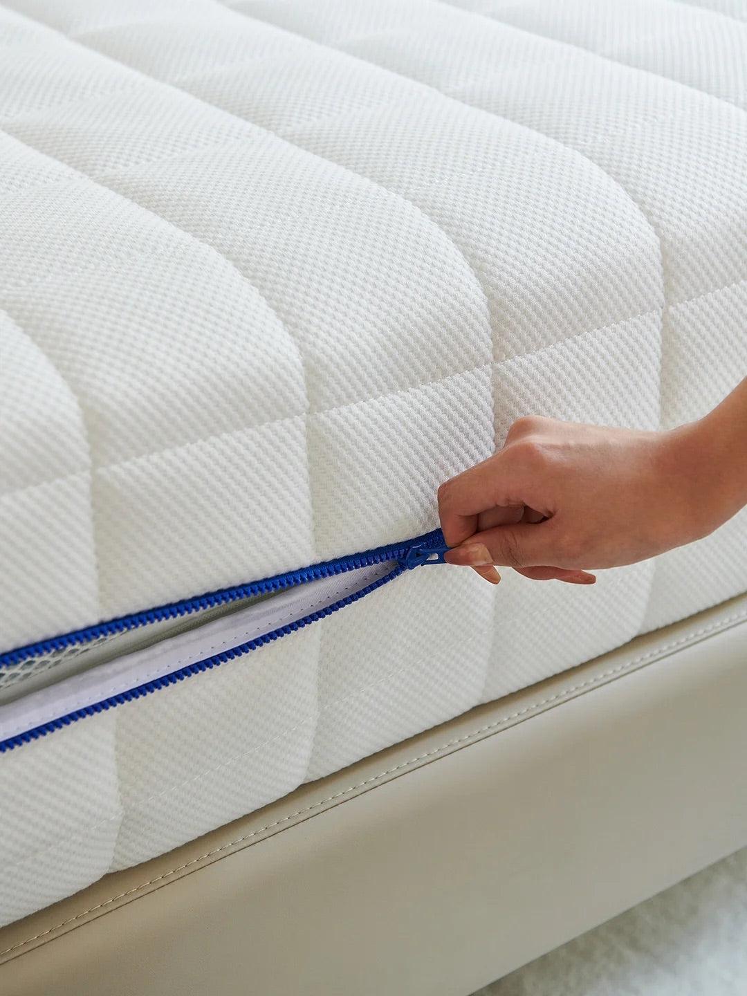 Mystique Cotton Luxe Zip-Base Ivytress mattress encasement featuring a zippered design, crafted from high-quality cotton to provide hypoallergenic protection against dust mites and allergens, enhancing comfort and bedroom elegance