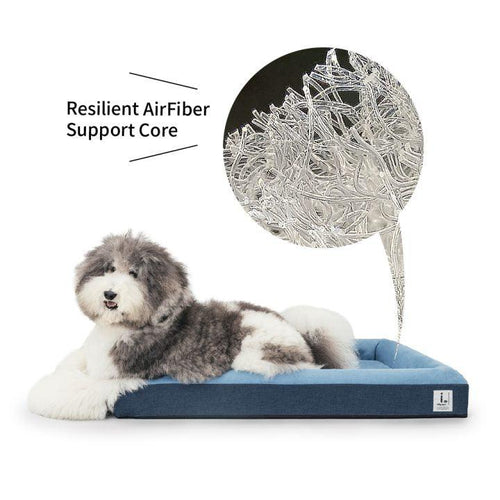 AirPup Comfort Cloud Dog Bed with removable cover and advanced air fiber technology, providing plush comfort, superior breathability, and a non-slip bottom for stability.