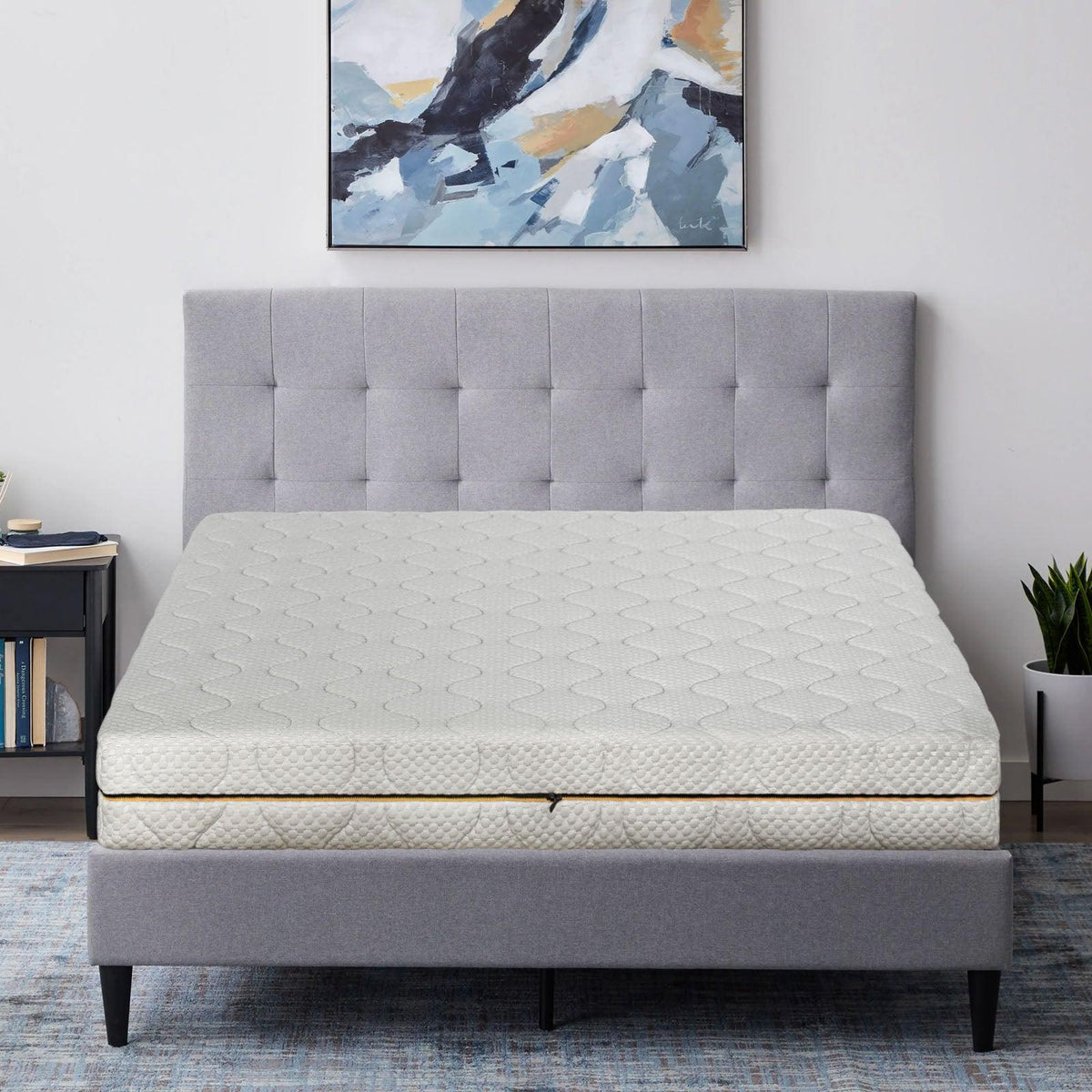 Lustre Cotton Luxe Zip-Base Ivytress mattress encasement featuring a zippered design, crafted from high-quality cotton to provide hypoallergenic protection against dust mites and allergens, enhancing comfort and bedroom elegance