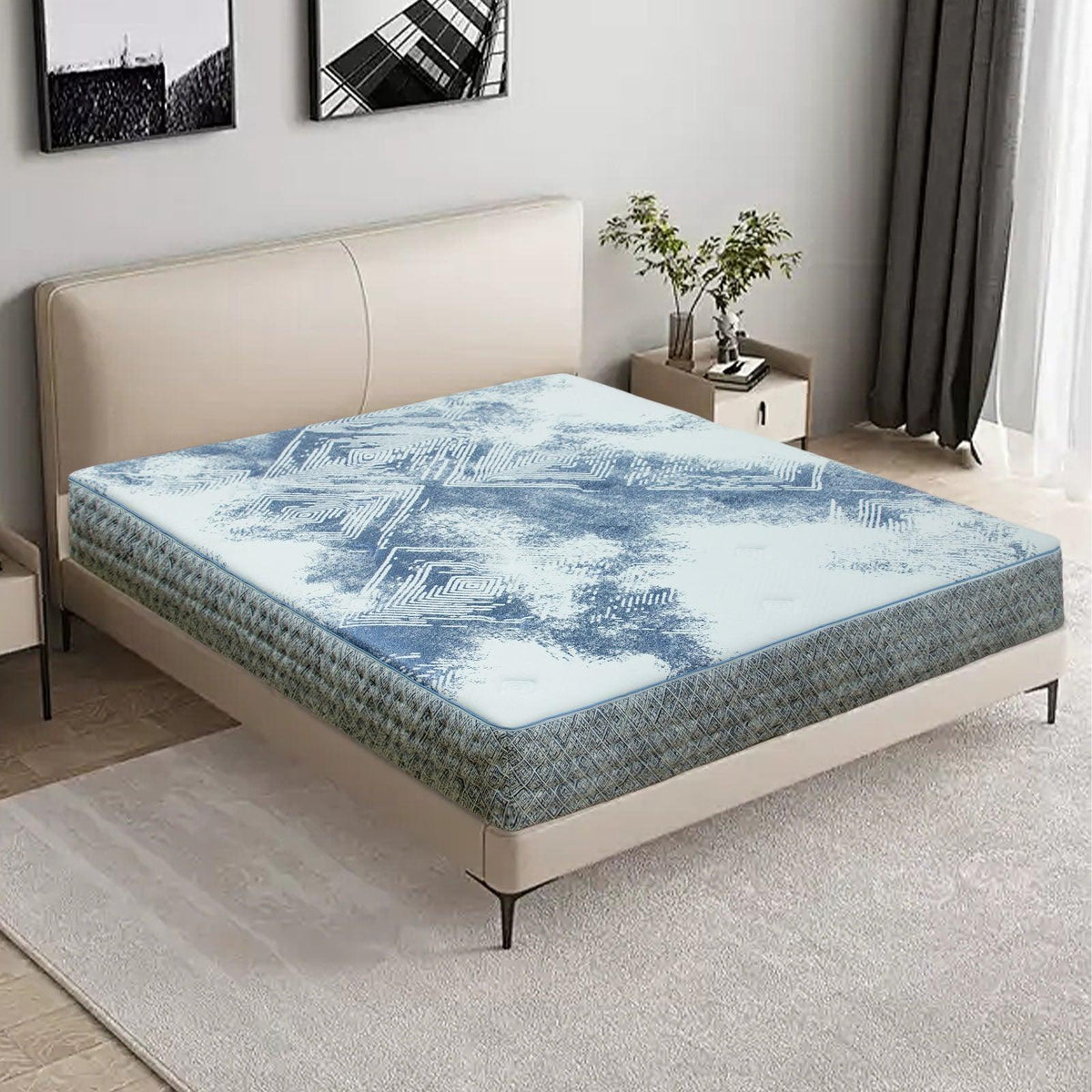Tranquil Cotton Luxe Zip-Base Ivytress mattress encasement featuring a zippered design, crafted from soft cotton to provide hypoallergenic protection against dust mites and allergens, enhancing comfort and bedroom aesthetics