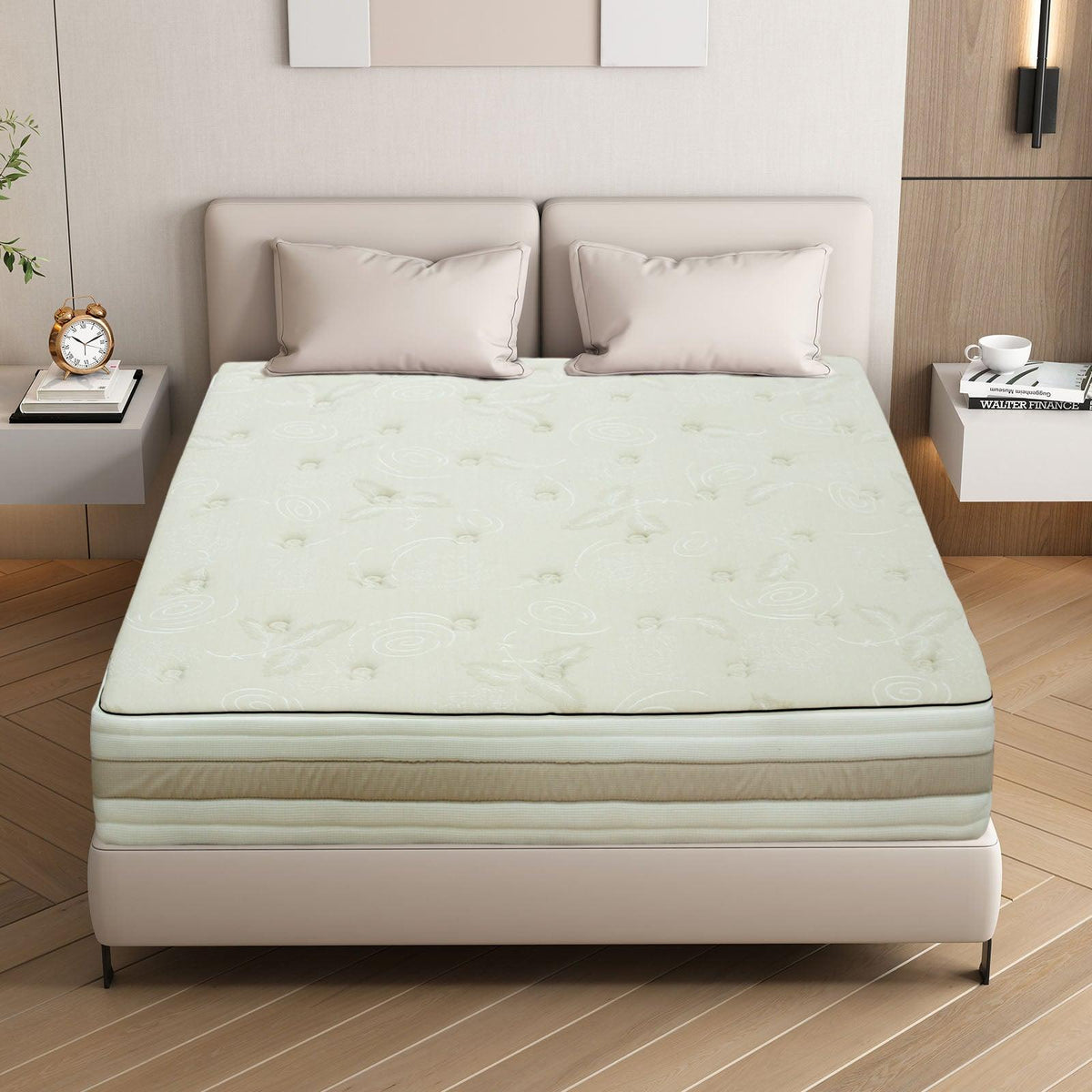 Whimsy Cotton Luxe Zip-Pad Ivytress mattress pad featuring a zippered design, crafted from soft cotton to provide hypoallergenic protection against dust mites and allergens, adding comfort and charm to your sleep environment