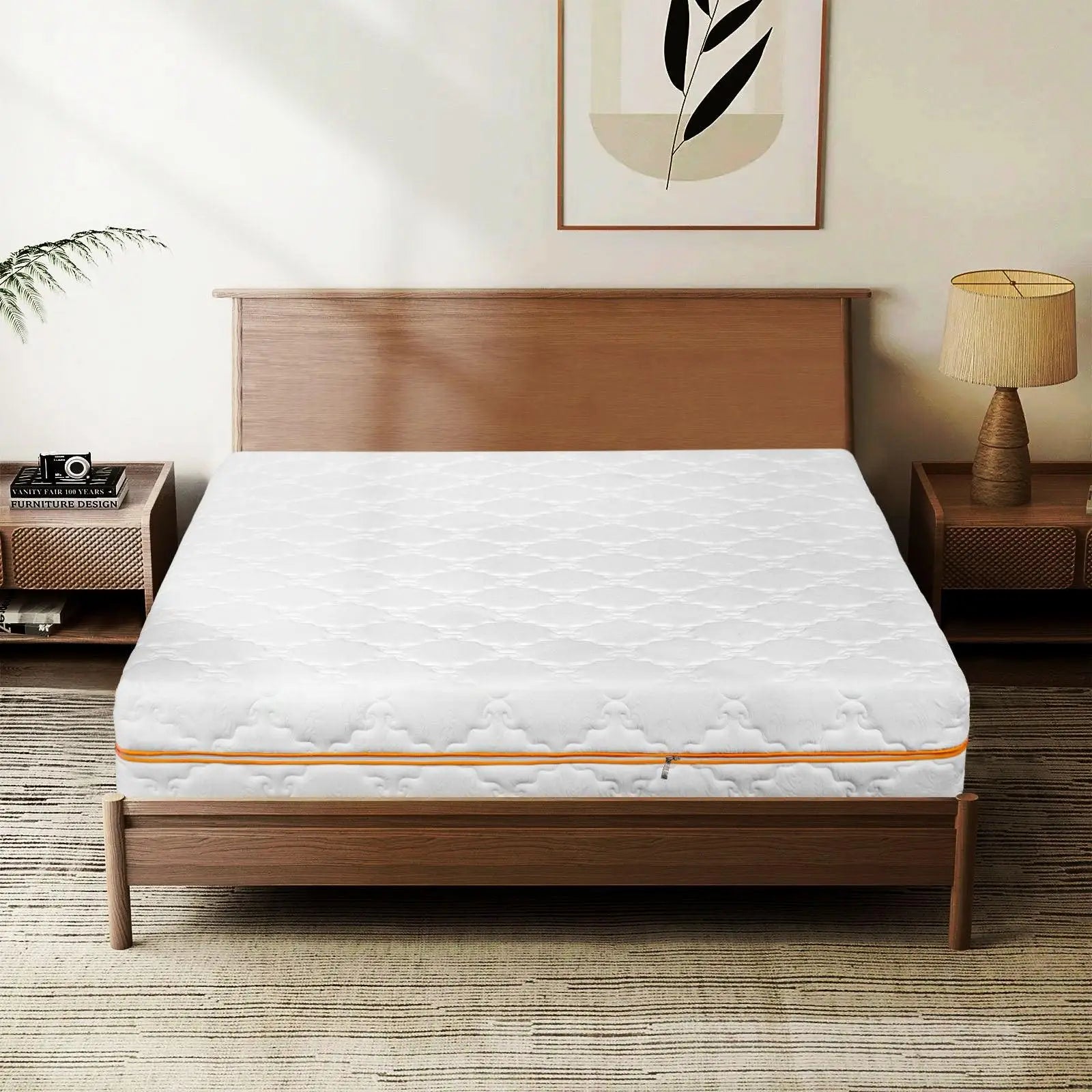 Aurora Cotton Luxe Zip-Base Ivytress mattress encasement featuring a zippered design, made from luxurious cotton for hypoallergenic protection against dust mites and allergens